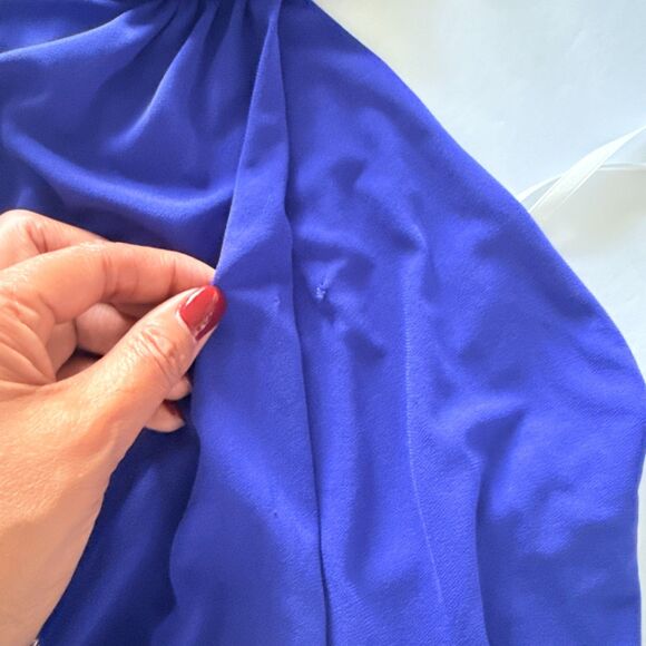 NWT Halston Kali Iris Blue Draped Asymmetric Cocktail Dress Sleeveless Chic 4 - Picture 7 of 7